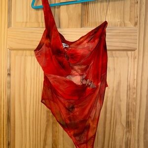 Fashion Nova Red Mesh Bodysuit